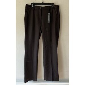 Talbots Curvy Woven In Italy Windsor Wide Leg Wool BrownDress Pant Slack 8P New